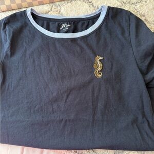 J. Crew Navy Blue Shirt with Seahorse Embroidery